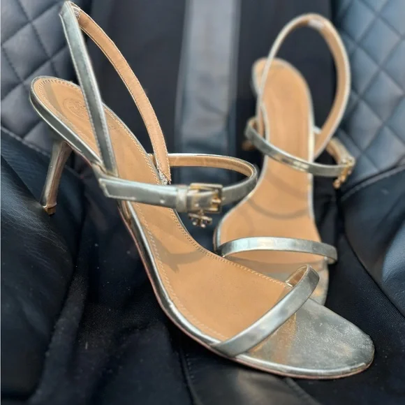 Tory Burch Elegant Gold Strappy Heels - Picture 1 of 5